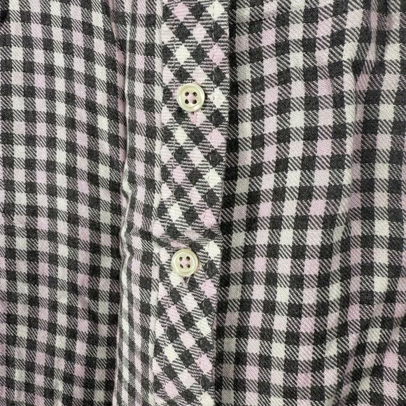 Talbots Womens Size Medium Pink Gray Viscose Plaid Casual Button Down Flannel - Picture 2 of 6